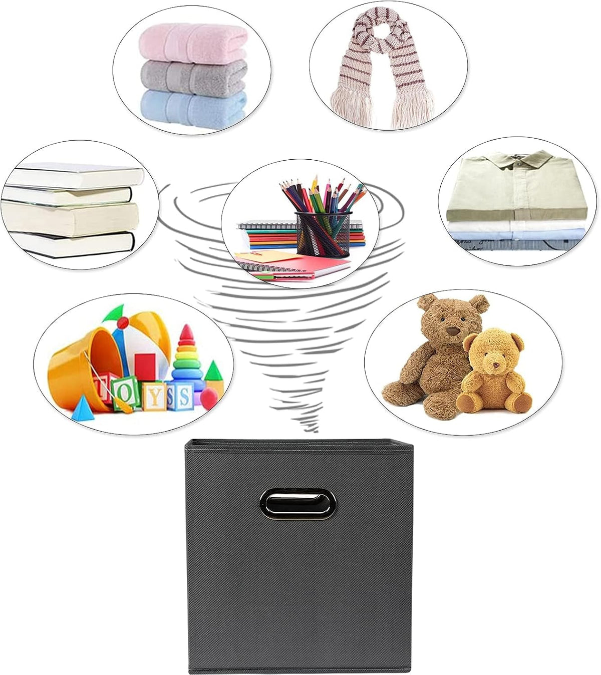 Fabric Cloth Storage Bins,Fabric Cube Organizer with Dual Handles Foldable Cube Storage Baskets for Home Bedroom Storage,Set of 8,(Gray)