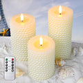 Crystal Club White Flameless Candles, Corded Pattern Carving Design