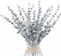 18 Pcs Artificial Eucalyptus Stems Frosted Silver Leaves Fake Greenery Branches Faux Flowers Bouquet for Home Decor Wedding Centerpiece Table Decoration