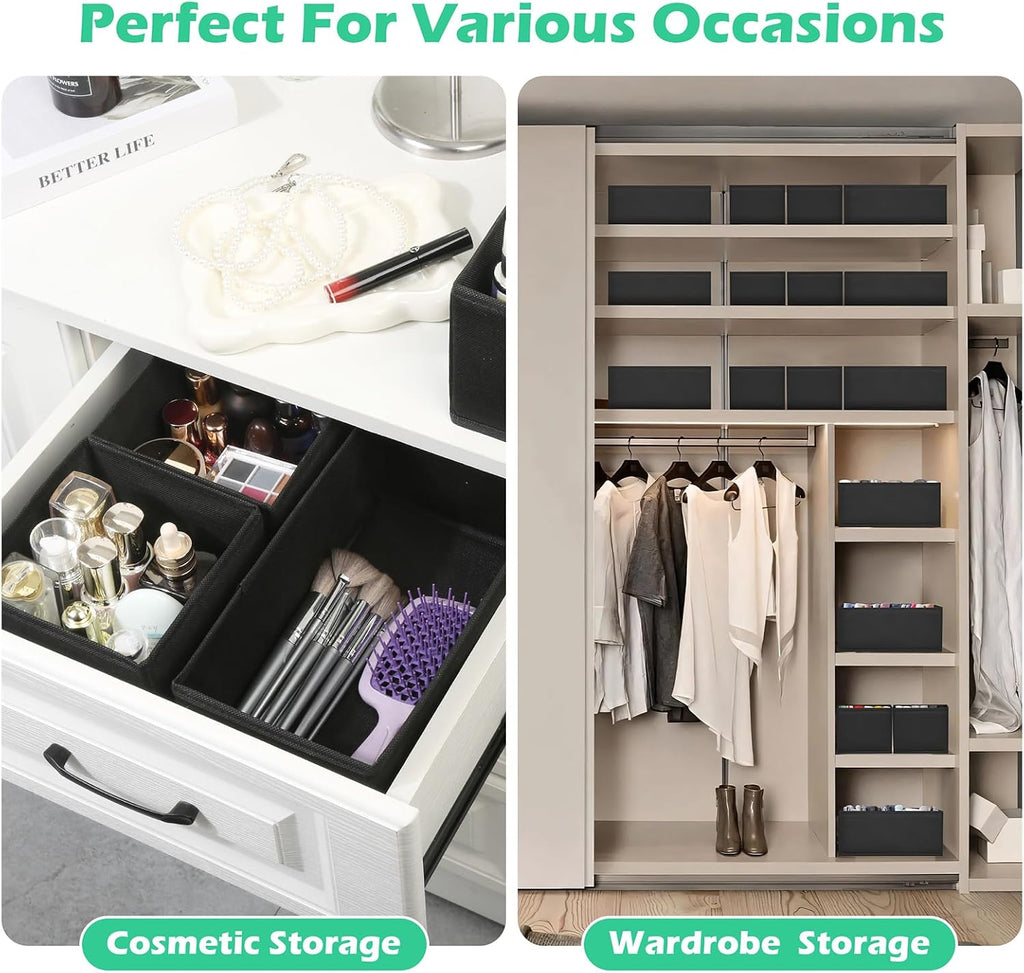 Drawer Clothing Organizer 16-Pack, Black Underwear Dividers