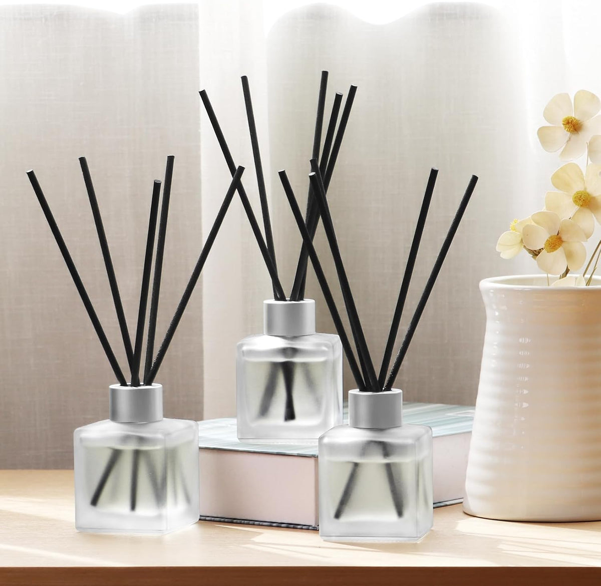 Reed Diffuser Set of 3, Long-Lasting Woody Home Fragrance