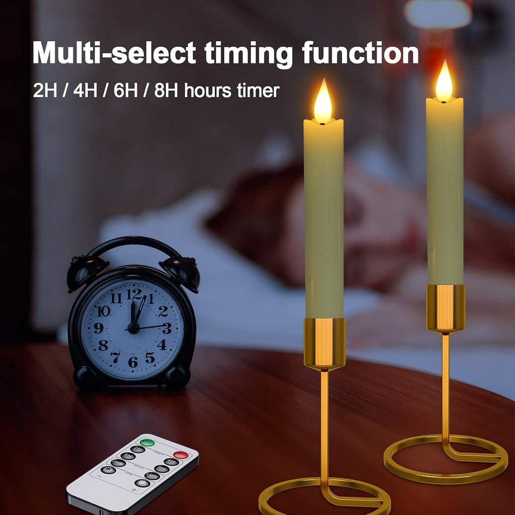 Flameless LED Taper Candles, 6pcs Battery Operated 6.5" Ivory Flickering Candlesticks with Remote Timer, Real Wax Warm White Candle Light for Room Home Halloween Christmas Decor