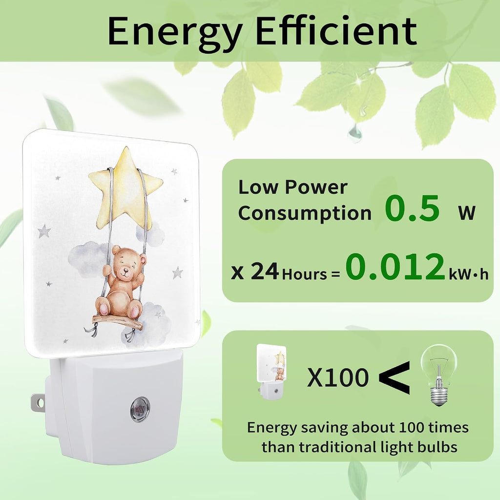 Teddy Bear Night Light, Cute Night Light Plug into Wall with Dusk to Dawn Sensor, LED Lamp Energy Saving Lights for Men Women Boys Girls,Lamp for Bedroom Bathroom Hallway