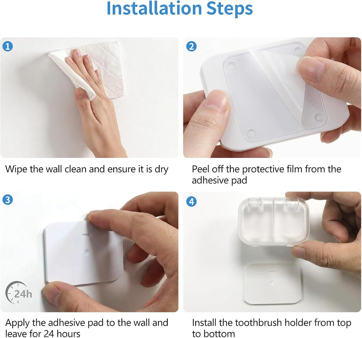Adhesive Toothbrush Holder with Cover for Bathroom