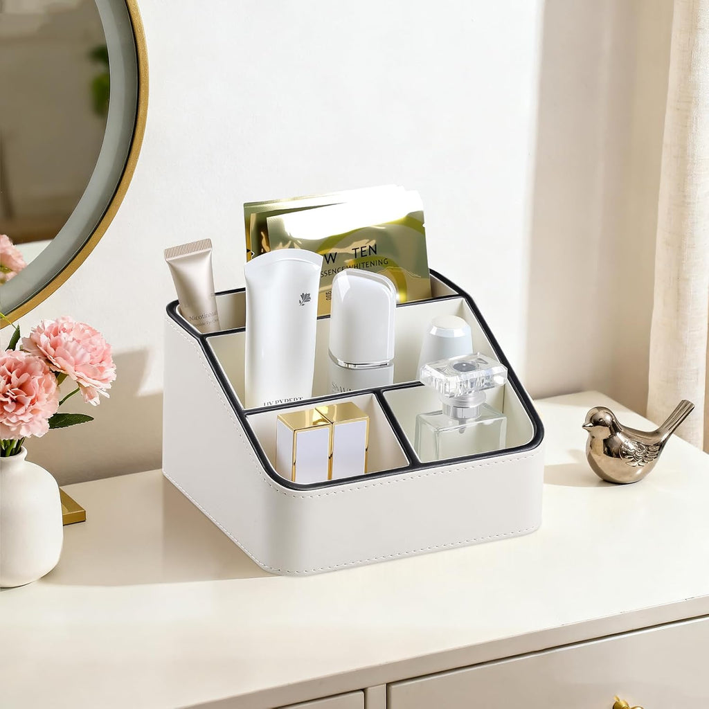 Remote Control Holder, Nightstand Organizer, Desk Caddy (Cream)