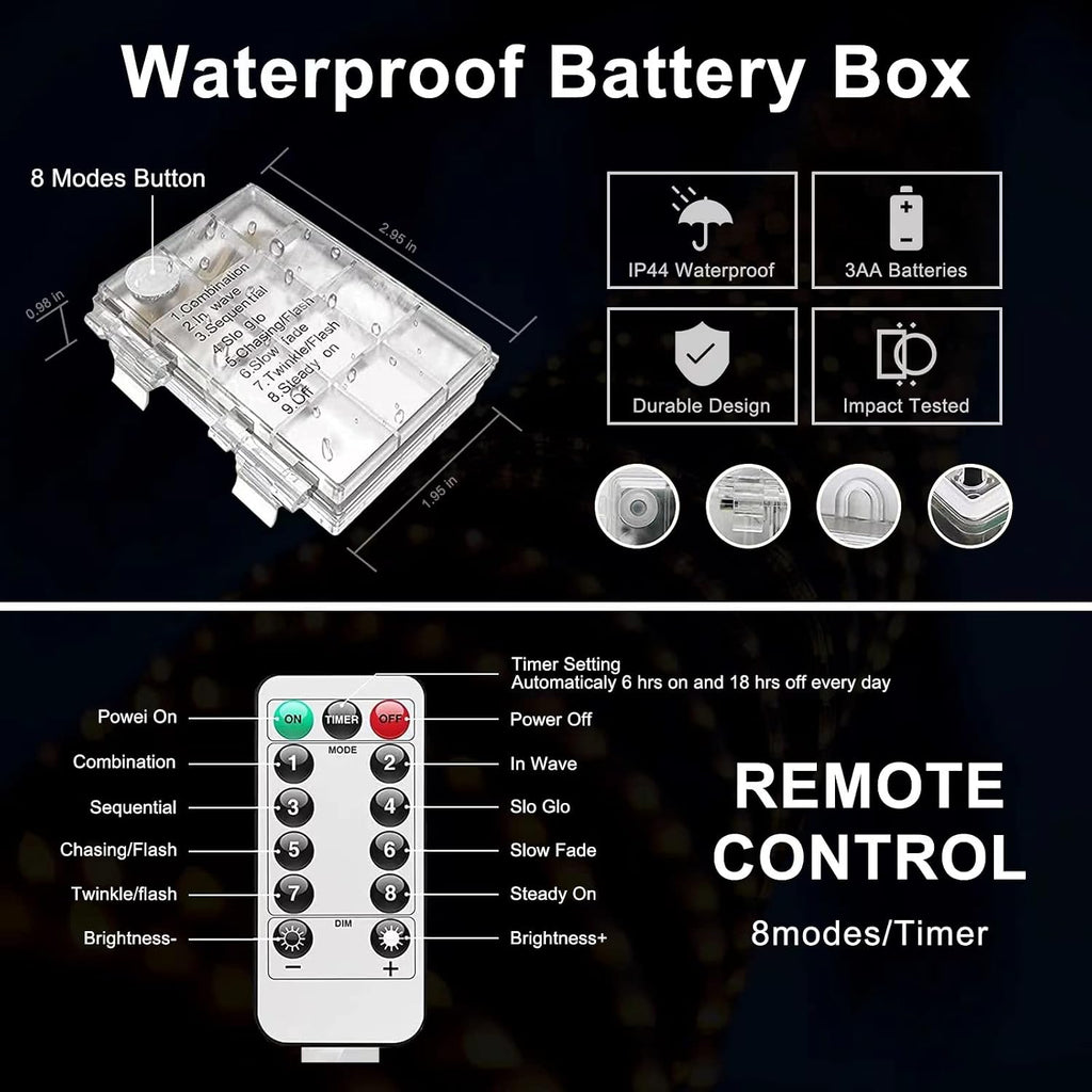 JMEXSUSS 2 Pack Blue Battery Operated Rope Lights Outdoor Waterproof