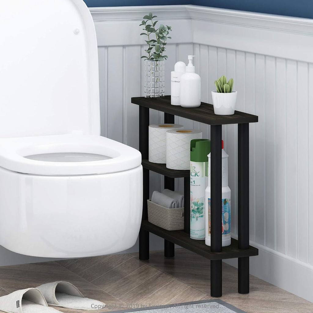 Furinno Turn-N-Tube Slim Space Saving Storage Rack, Espresso/Black