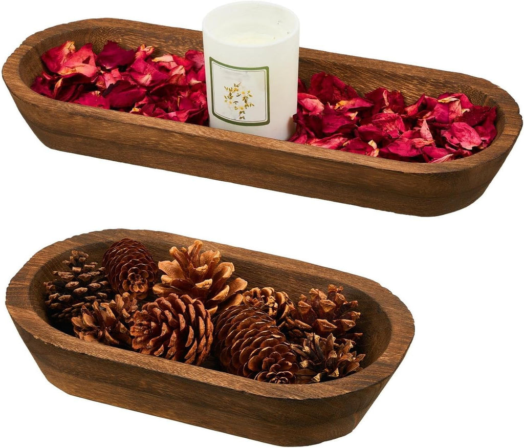 Tessco for you 2 Wooden Dough Bowls,10 x 6 x 2 Inch, 16 x 6 x 2 Inch,Brown