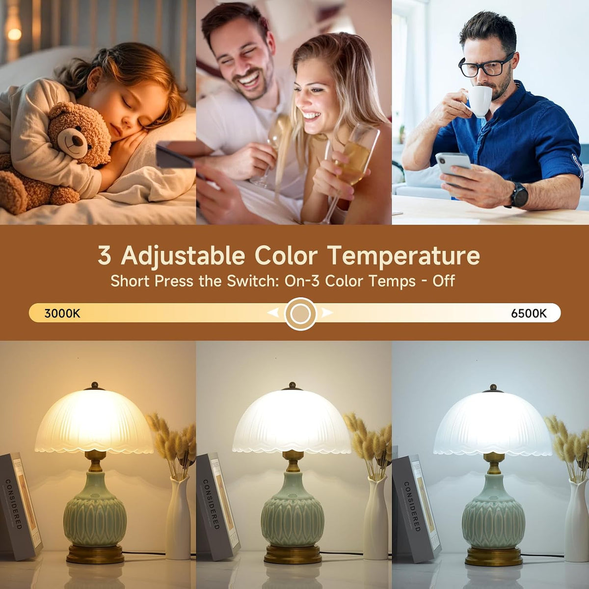Table Lamps Ceramic Retro Lamp for Living Room,15." Modern Bedside Nightstand Traditional Lamps, Classic Chinoiserie Green Glass Lamp for Home (Retro)