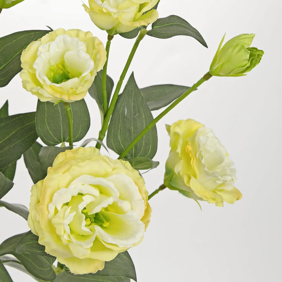 34.5" Cream White Artificial Flowers Silk Fake Flower 3Pcs Eustoma Lisianthus Flowers with Long Stem Faux Flowers Arrangement Branch with 4 Heads DIY Wedding Party Centerpiece Bouquet Table Home Decor
