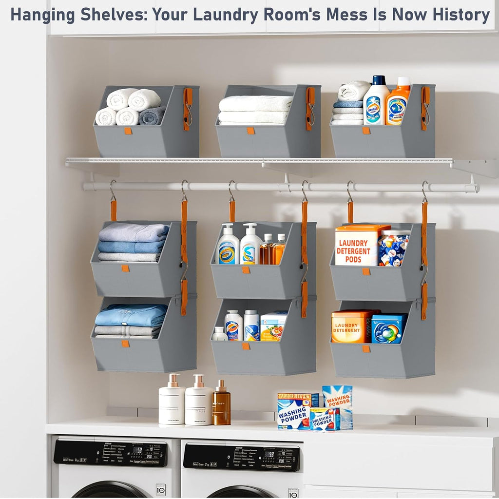 DIMJ 4-Tier Hanging Closet Organizer, Modular Bins for RVs and Small Spaces