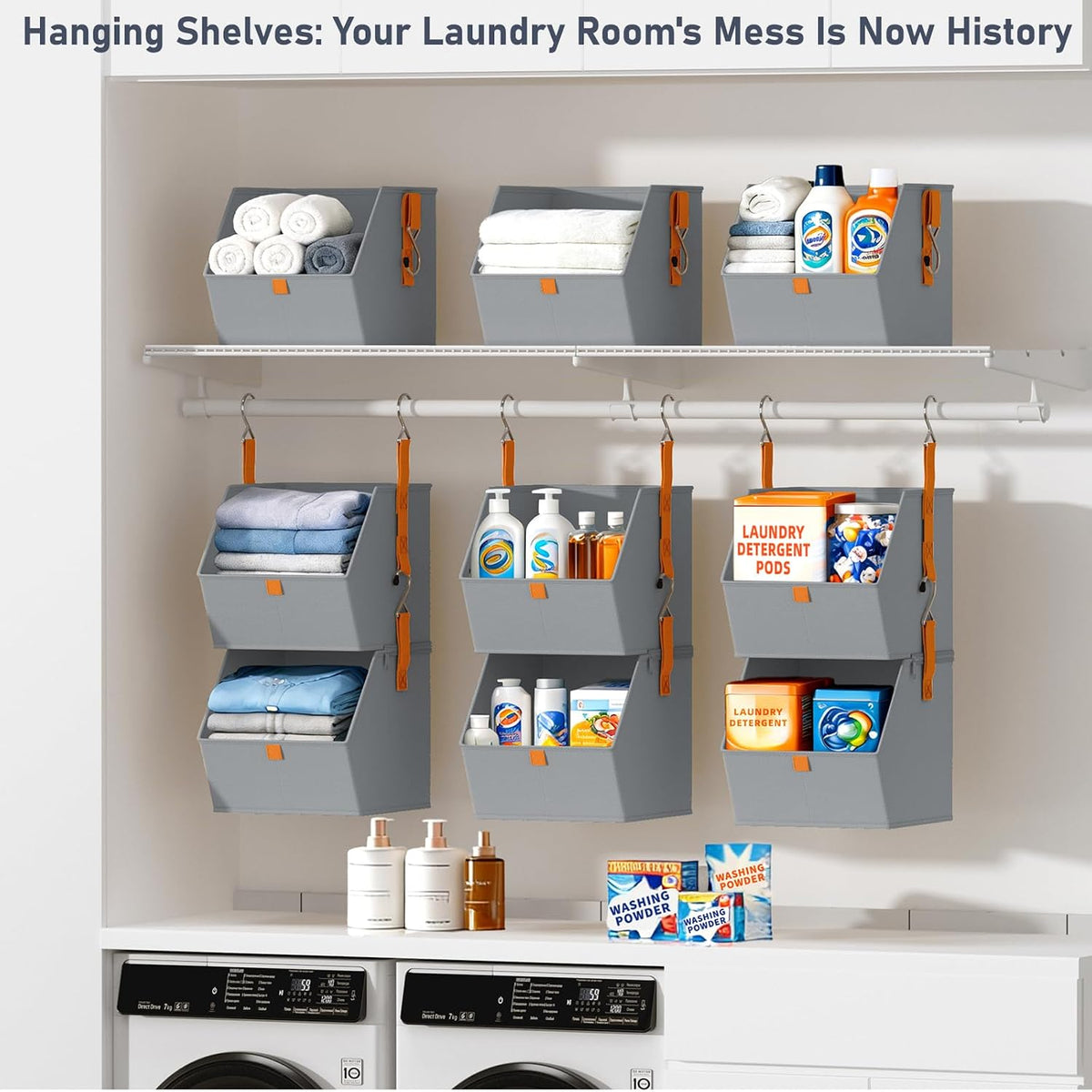 DIMJ 4-Tier Hanging Closet Organizer, Modular Bins for RVs and Small Spaces