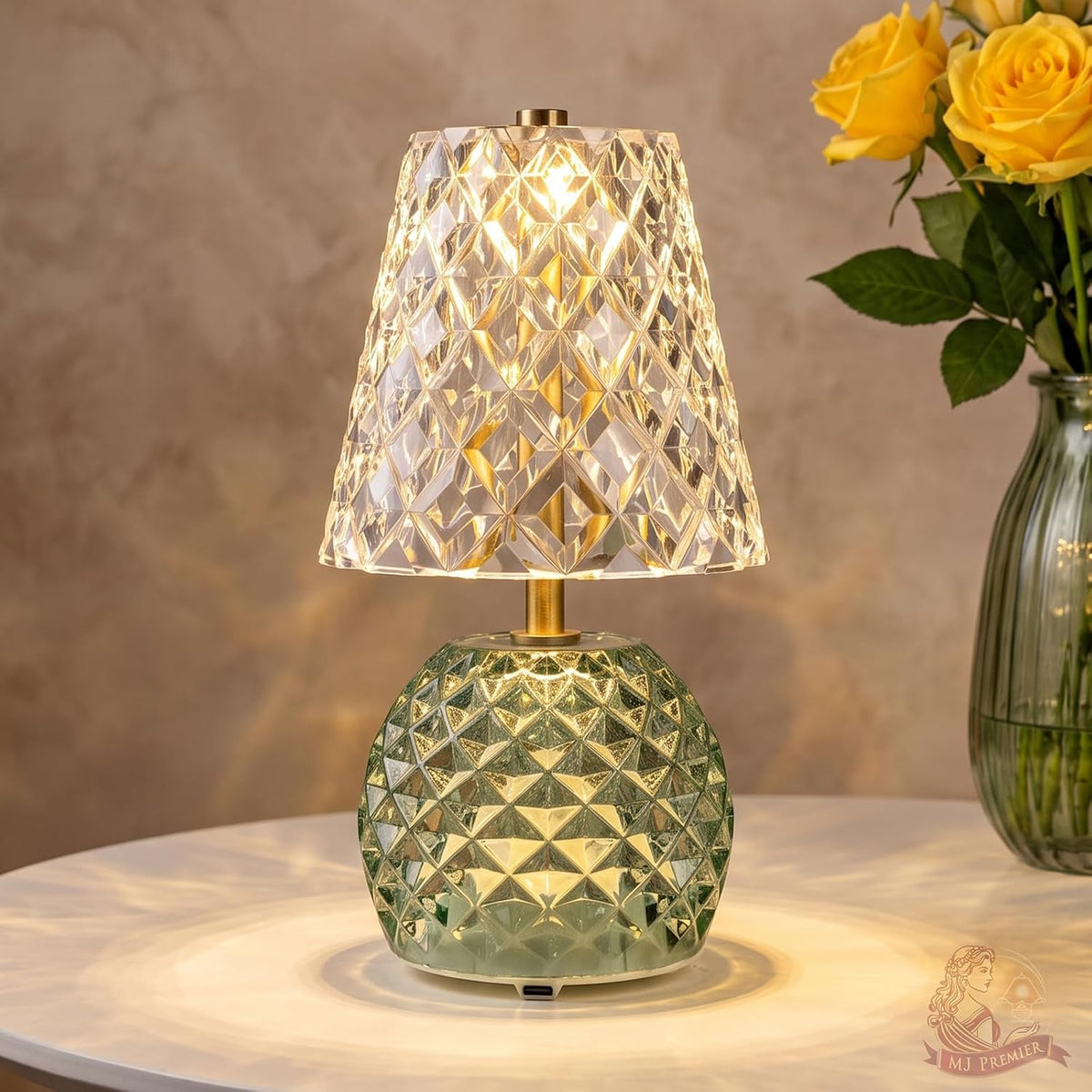 MJ PREMIER Rechargeable Table Lamp Cordless Mushroom Lamp with Timer Green
