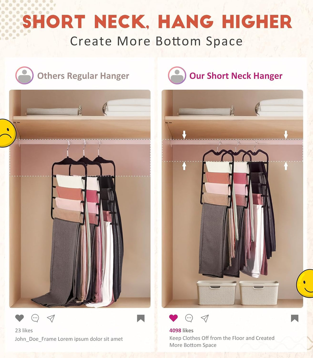 Pants Hangers Space Saving,5 Pack 5 Tier Velvet Short Neck Pants Hangers