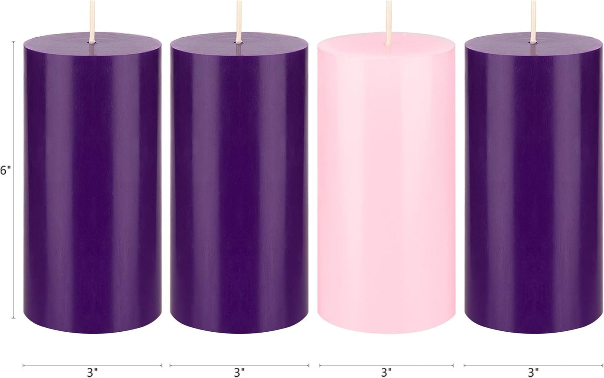 Mega Candles Unscented Christmas Advent Round Pillar Candle 4 ct 3" x 6"