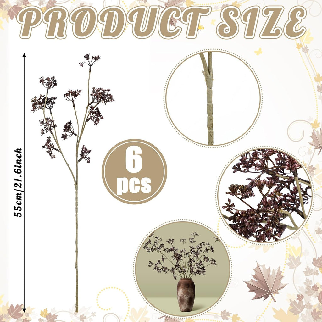 Suncalla 6 Pcs Faux Dusty Plum Berry Stem Fall Decor, Plum, 22 Inch