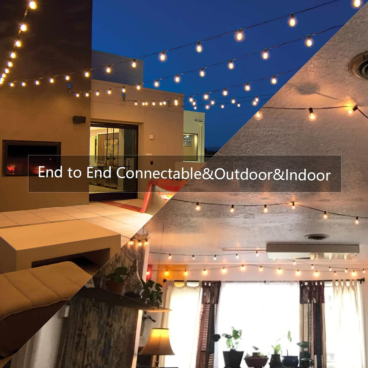 50FT Outdoor String Lights,G40 LED Globe Patio Lights UL Listed Waterproof Hanging for Backyard Porch Bistro Party Decor Lighting Commercial Grade