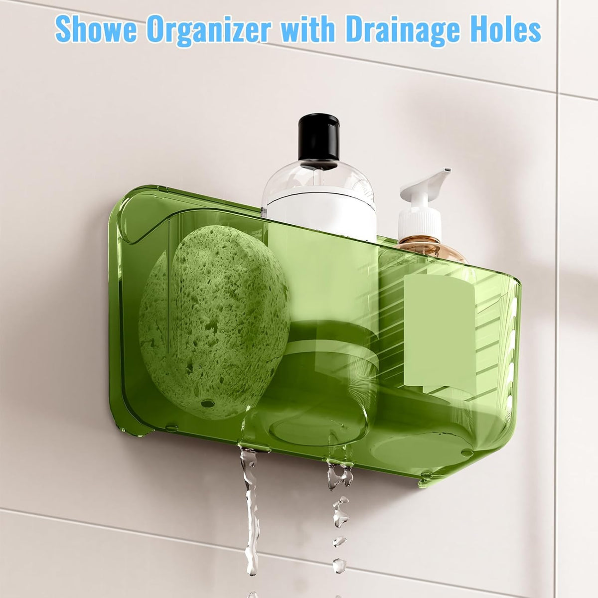 CGBE 2-Pack Cabinet Door Organizer, Self Adhesive Bathroom Shelves, Green