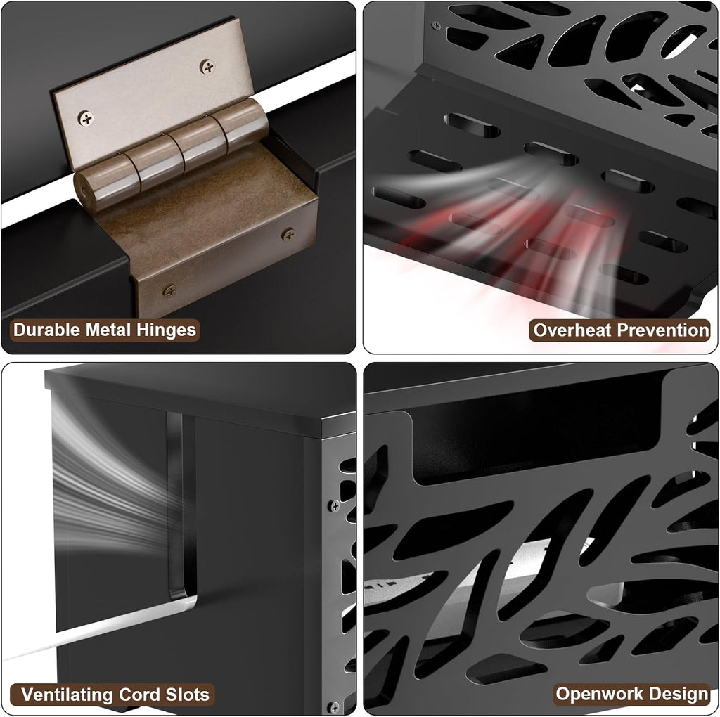 Large Cable Management Box, Cord Hider for Power Strip, Black