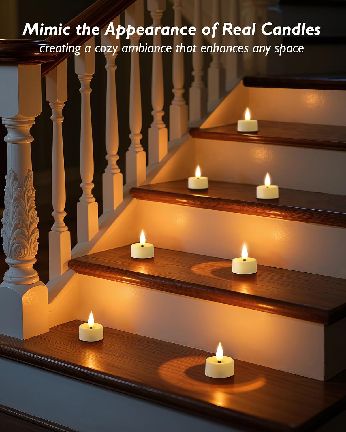 Amagic 12Pcs Flameless Timer Remote 3D Black Wick Tealights Candles, White