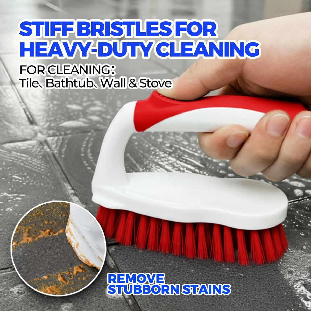 Holikme 6 Pack Cleaning Brush Scrub Brush Kitchen Brush for Floor,Red
