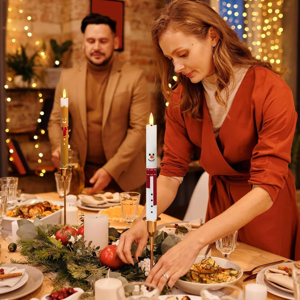 Christmas Flameless Taper Candles Battery Operated with Remote Timer