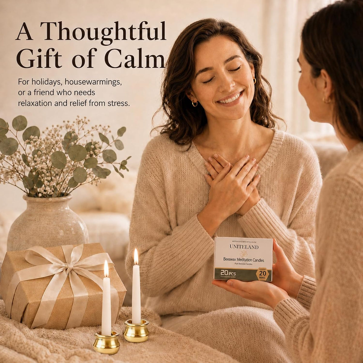20 Minute Meditation Candles, 24 Pack Mini Beeswax Taper Candles, 3.15 Inch