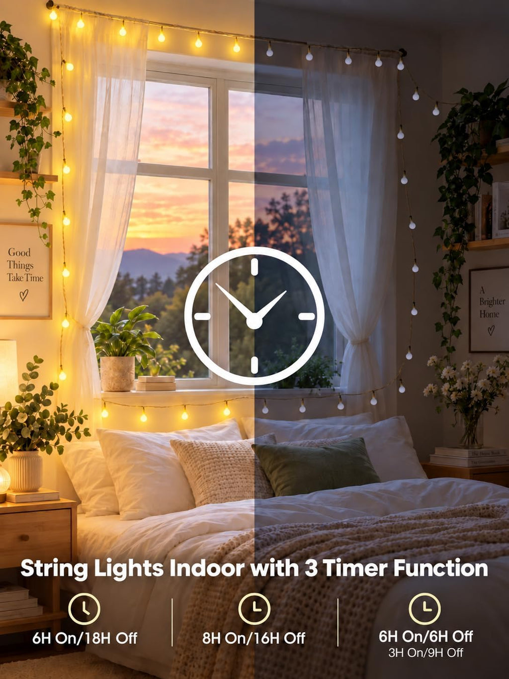 2PK 200LED 86FT Connectable Globe String Lights Indoor, Christmas Lights