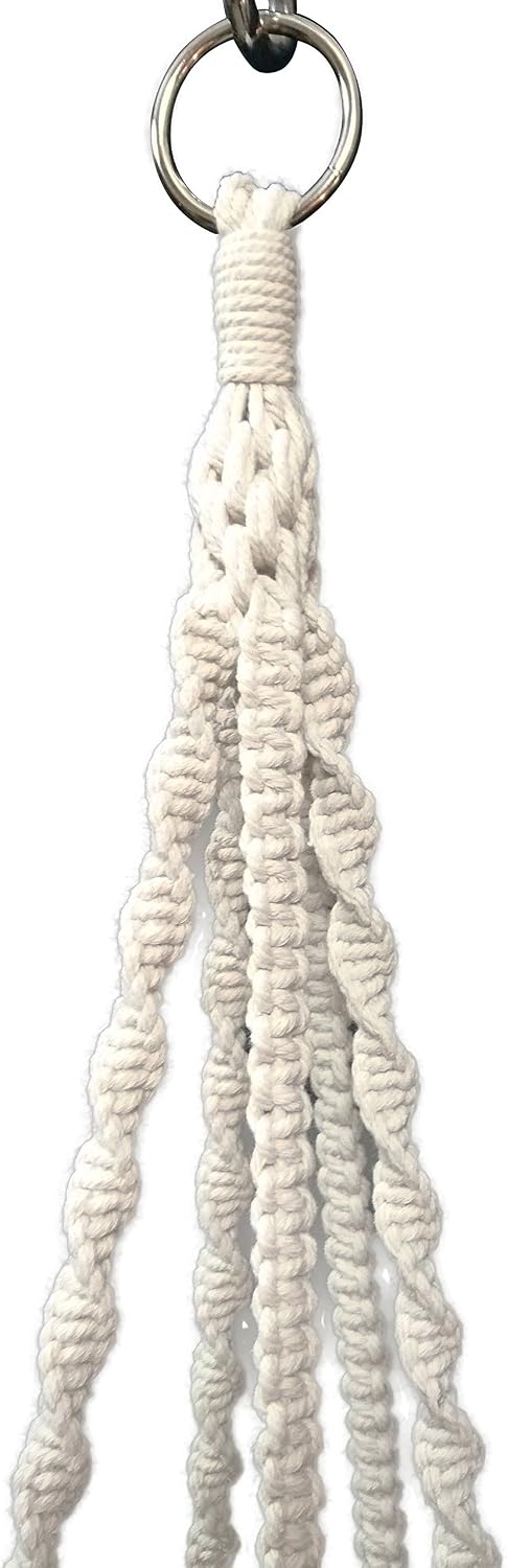 Plant Hanger Macrame Cotton 6 Legs 51 Inches in Tan and Green Color for Indoor Outdoor, Living Room, Kitchen, Deck, Patio, High and Low Ceiling with Size of 10-12 inches Without THE Pot (Cream)