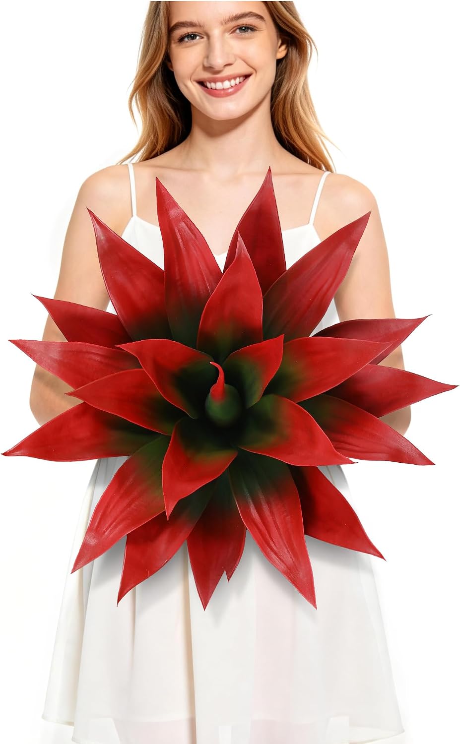 Wertuirk 22 Inch Artificial Agave Plant Outdoor UV Resistant, Red