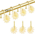 Shower Curtain Hooks, Rust Resistant Cute Daisy Metal Decorative Shower Rings Hangers Set of 12 for Bathroom Curtains,Clothing, Towels (Gold White)