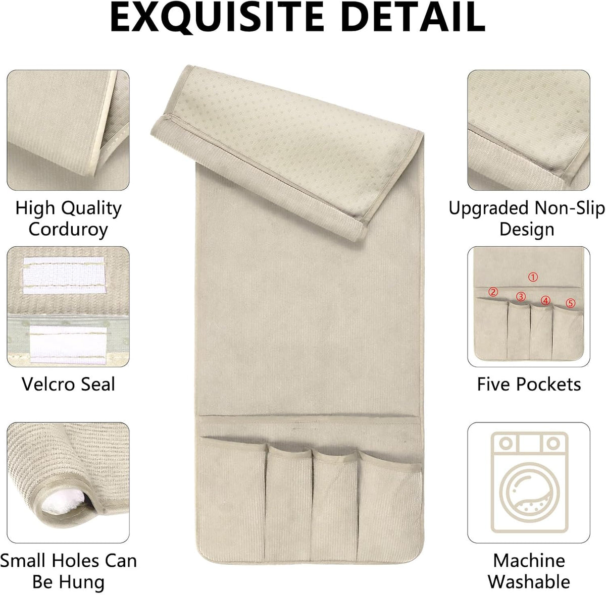 Remote Control Holder, Anti Slip Armchair Caddy Couch Caddy with 5 Pockets