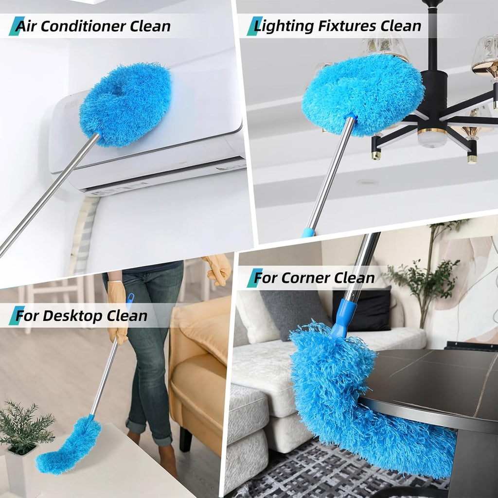DRQ Ceiling Fan Cleaner Duster with 13-48 in Extension Pole, Blue, 2 Pack