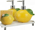 4 Pcs Lemon Kitchen Decor Ceramic Soap Dispenser Set