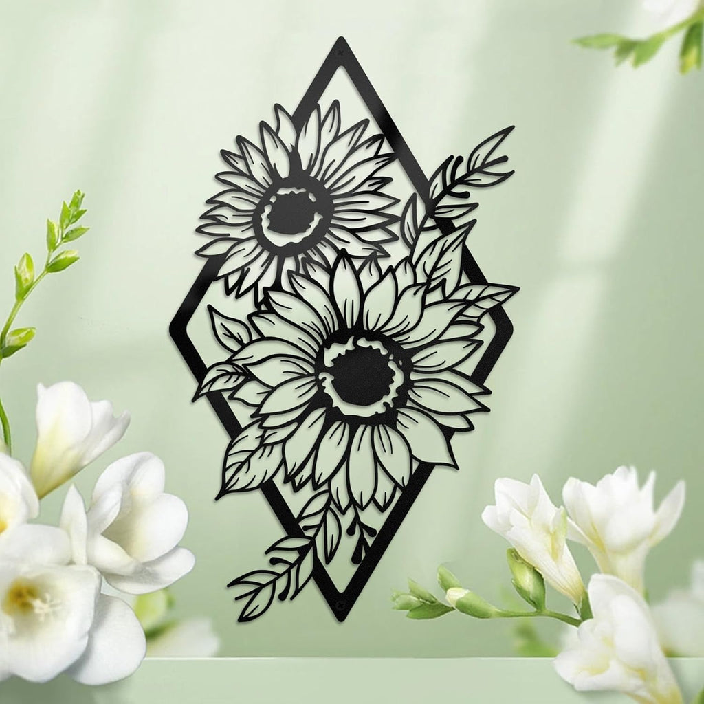 ruelen Metal Sunflower Wall Art,Boho Floral Wall Decor Home Decor