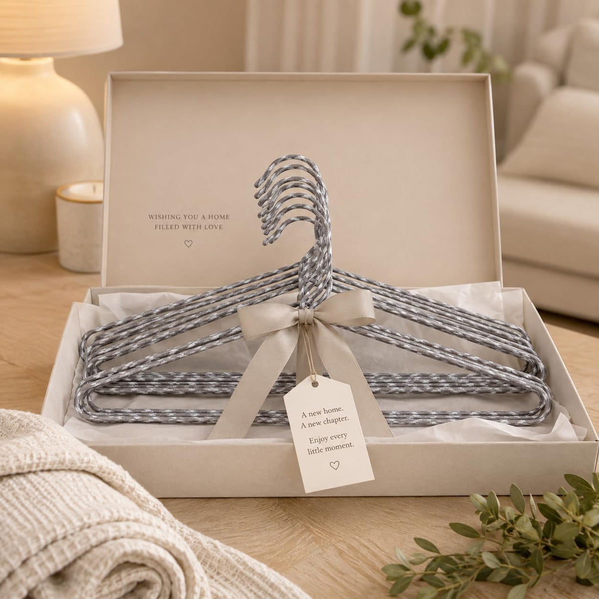 Clothes Hangers 60 Pack – Space Saving Fabric & Metal Hangers, Non-Slip Pant & Coat Hangers, Room Essentials, Closet, Durable Wardrobe Storage, Suits & Pants – Natural/White