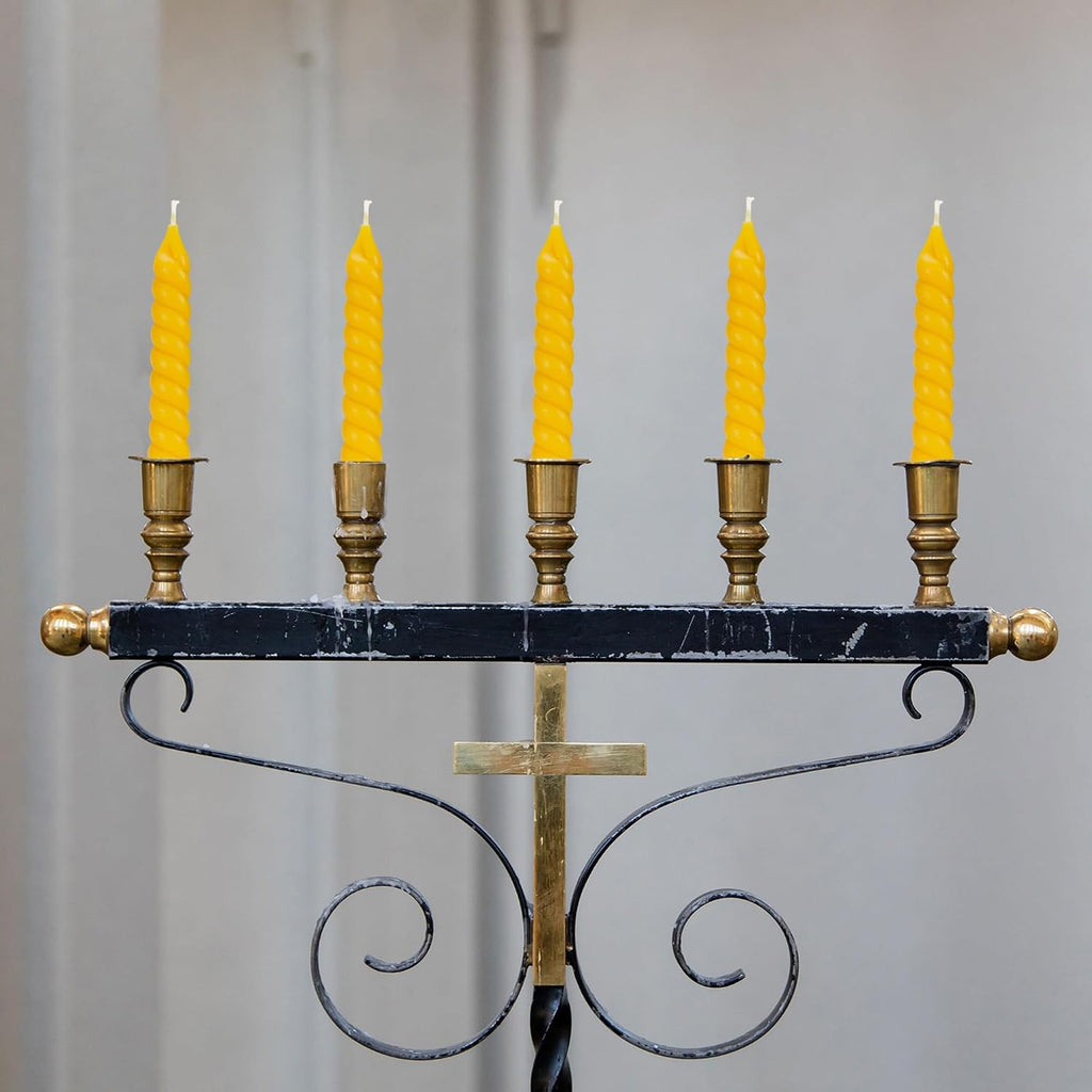Natural Beeswax Taper Candles,5 Inch Spiral Bees Wax Tapered Candle 10 Pack