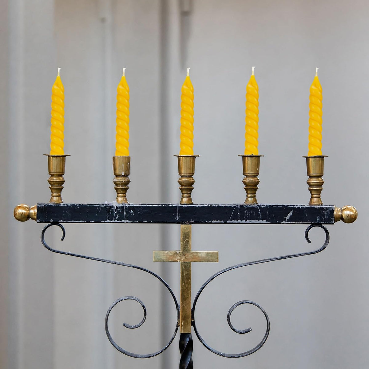Natural Beeswax Taper Candles,5 Inch Spiral Bees Wax Tapered Candle 10 Pack