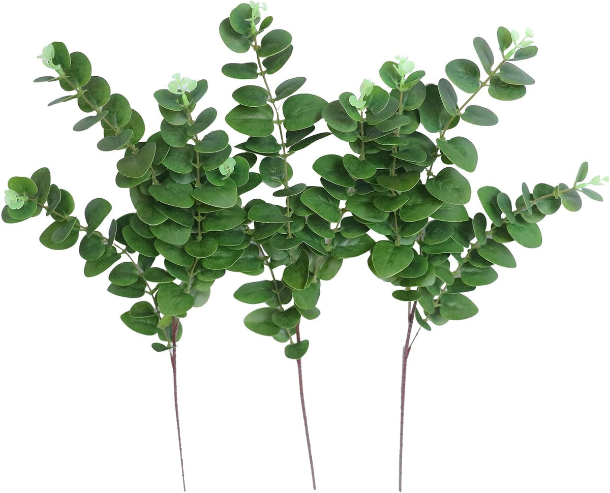 Forlaoers Green Fake Eucalyptus Faux Greenery Stems Silk Plants 32" Tall Leaves Olive Branches for Vases Home Decor Floral Arrangements Indoor Wedding Flowers (B:3pcs 31" Tall Green Eucalyptus)