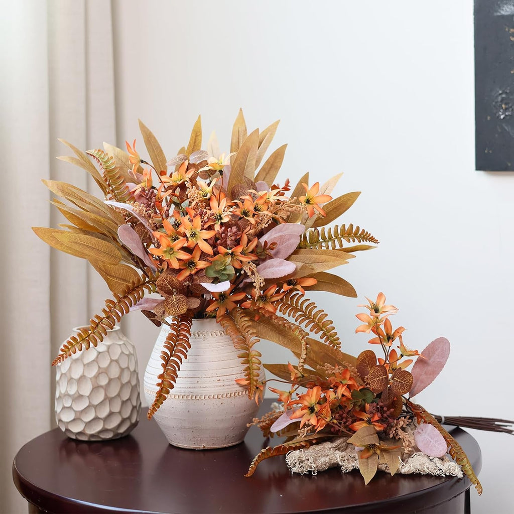 70Pcs 8 Kinds of Fall Artificial Eucalyptus Stems Box Set(Brown&Orange)