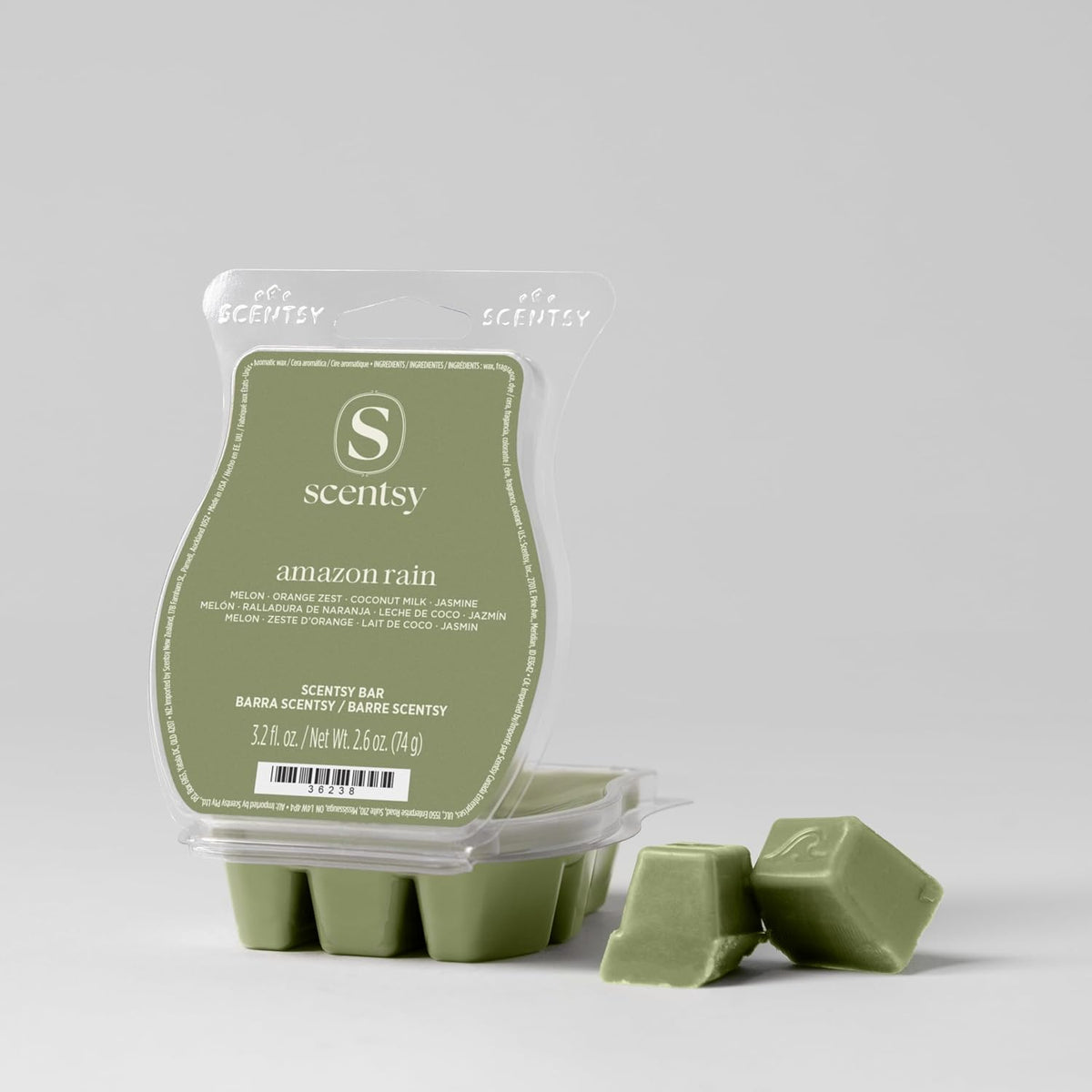 Scentsy Wax Melts, Amazon Rain 3 Bar Set, Paraffin Wax Cubes, 7.8 oz
