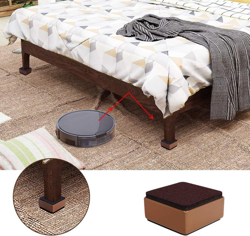 Ezprotekt 1.2 Inch Bed and Furniture Risers, Heavy Duty Square Sofa Tables Couch Chair Risers, Width 2.4"-Adds 1.2" Height, Supports 20,000 lbs, Protect Carpet & Floors from Scratches (4 Pack, Brown)