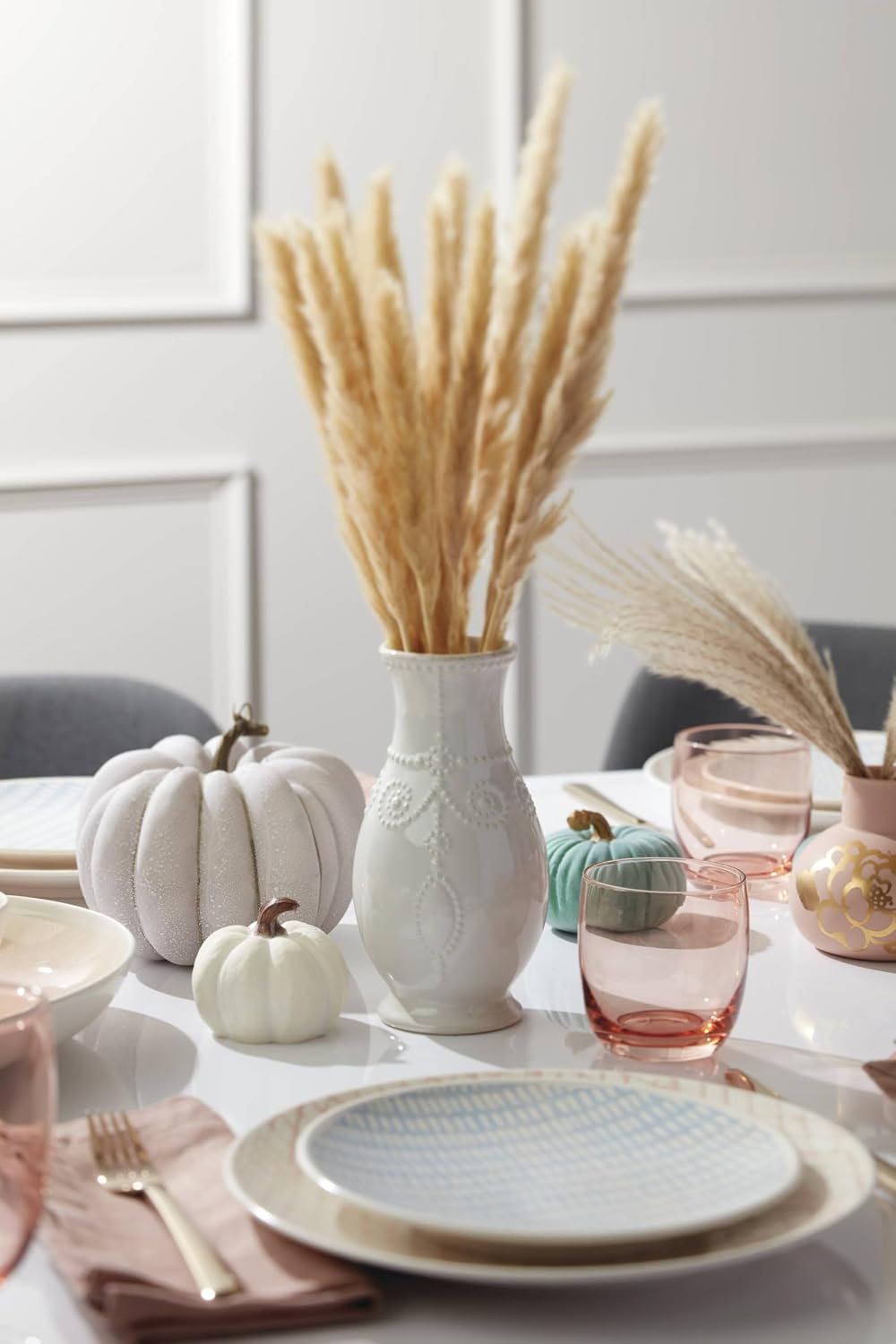 Lenox French Perle White Stoneware Fluted Flower Vase