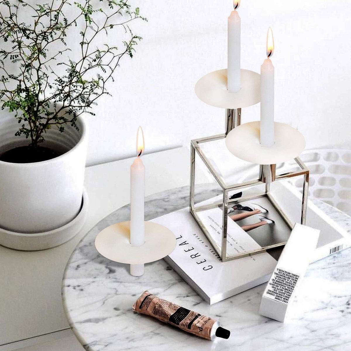 Onebird 200 White Taper Candles, Smokeless and Odorless, Handheld Drip Guard, 0.5 inch x 5 inch, Church for Prayers, Vigils, Memorial Services, Religion