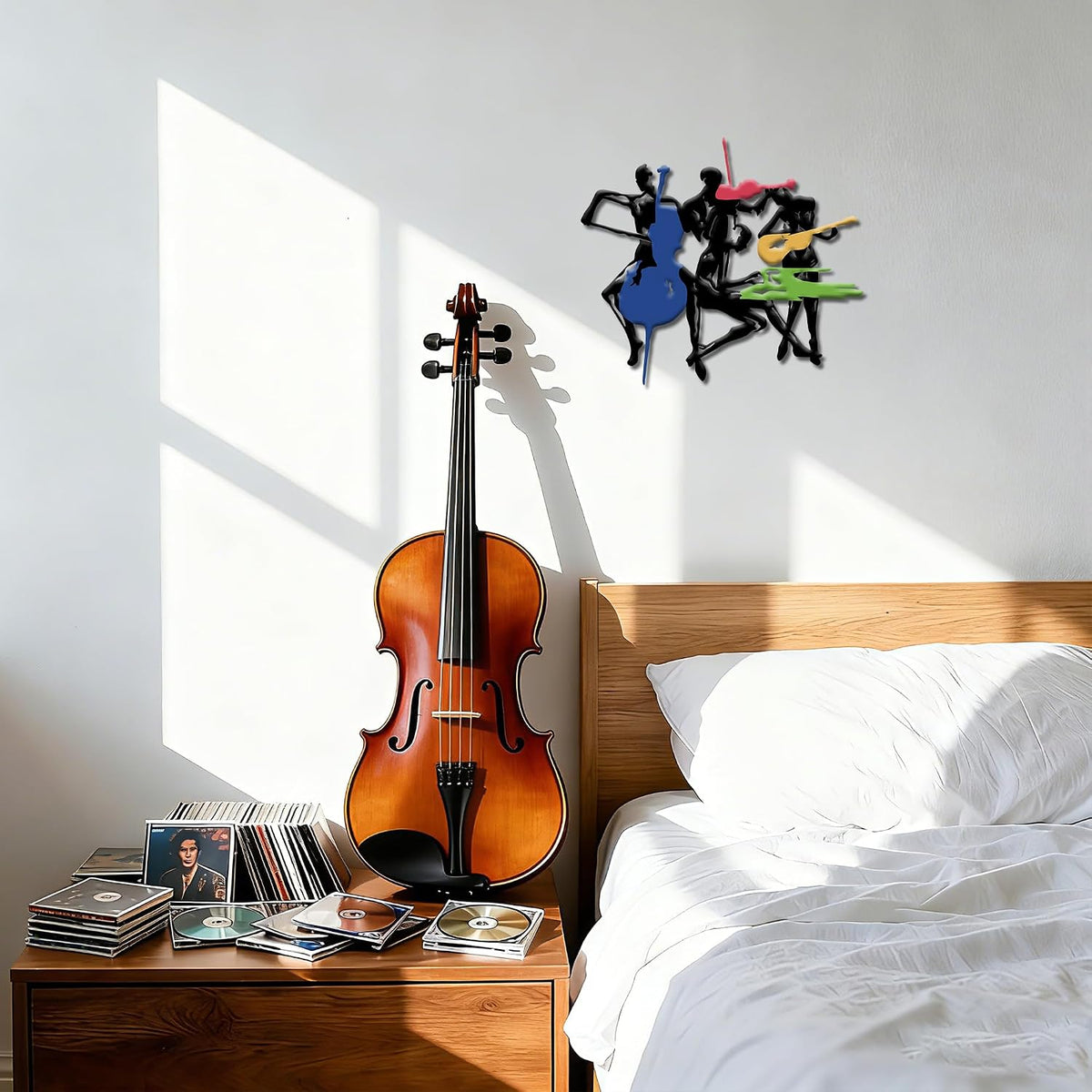 JEWLOVE Music Wall Art, Abstract Colorful Band Metal Wall Decor
