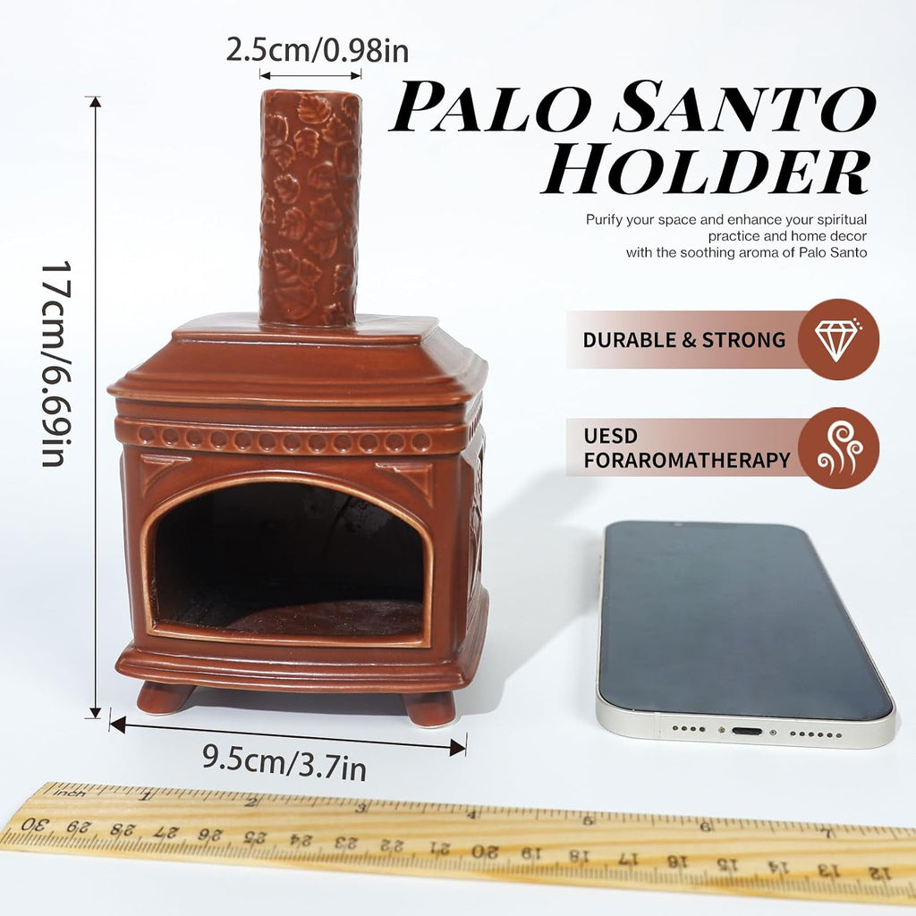 MOUGIGI Palo Santo Burner Holder-Ceramic Mini Chiminea, Incense Chimney