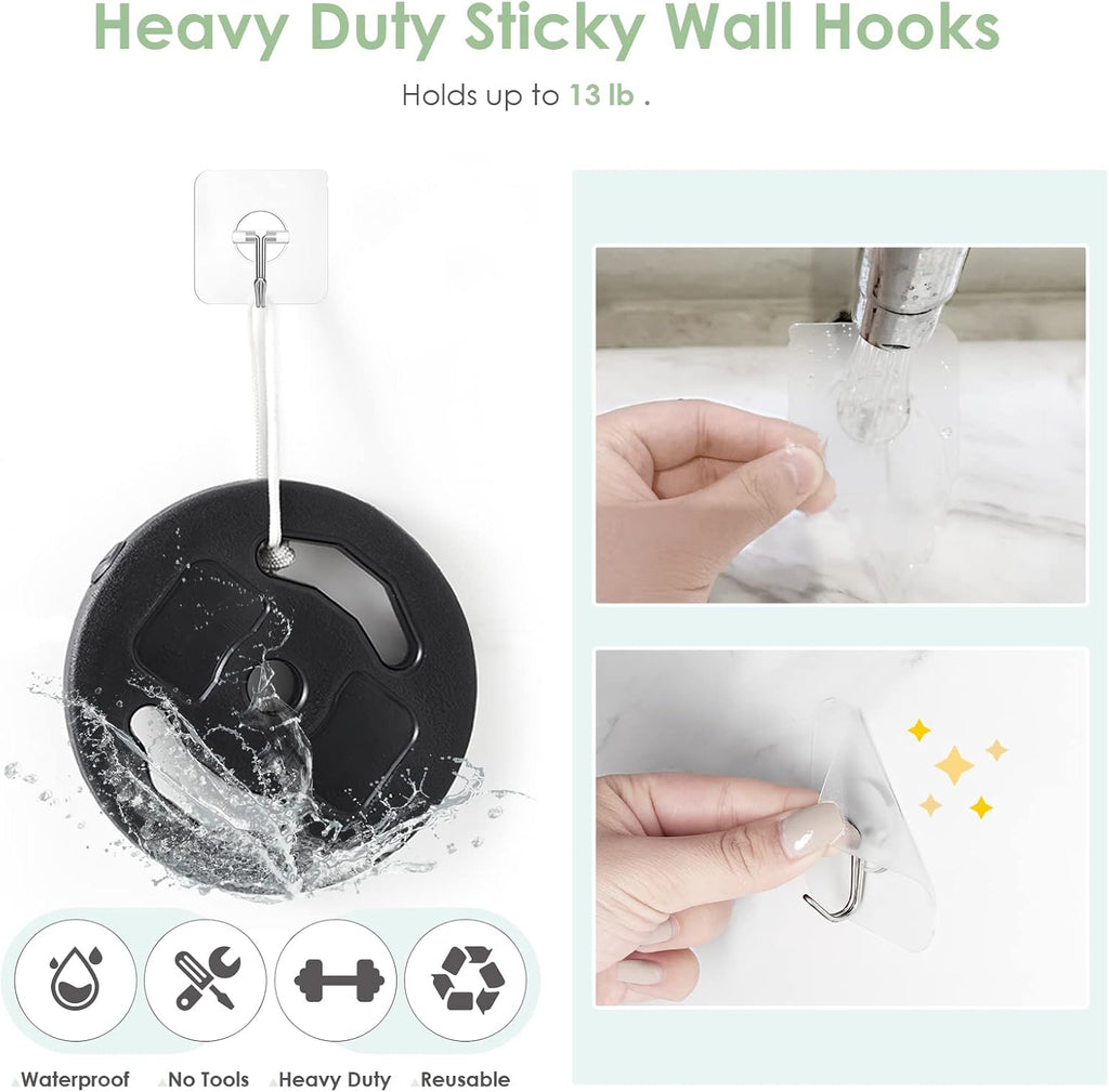 Adhesive Wall Hooks, 13 lb Clear Window Hooks Sticky Hooks 10 Pack