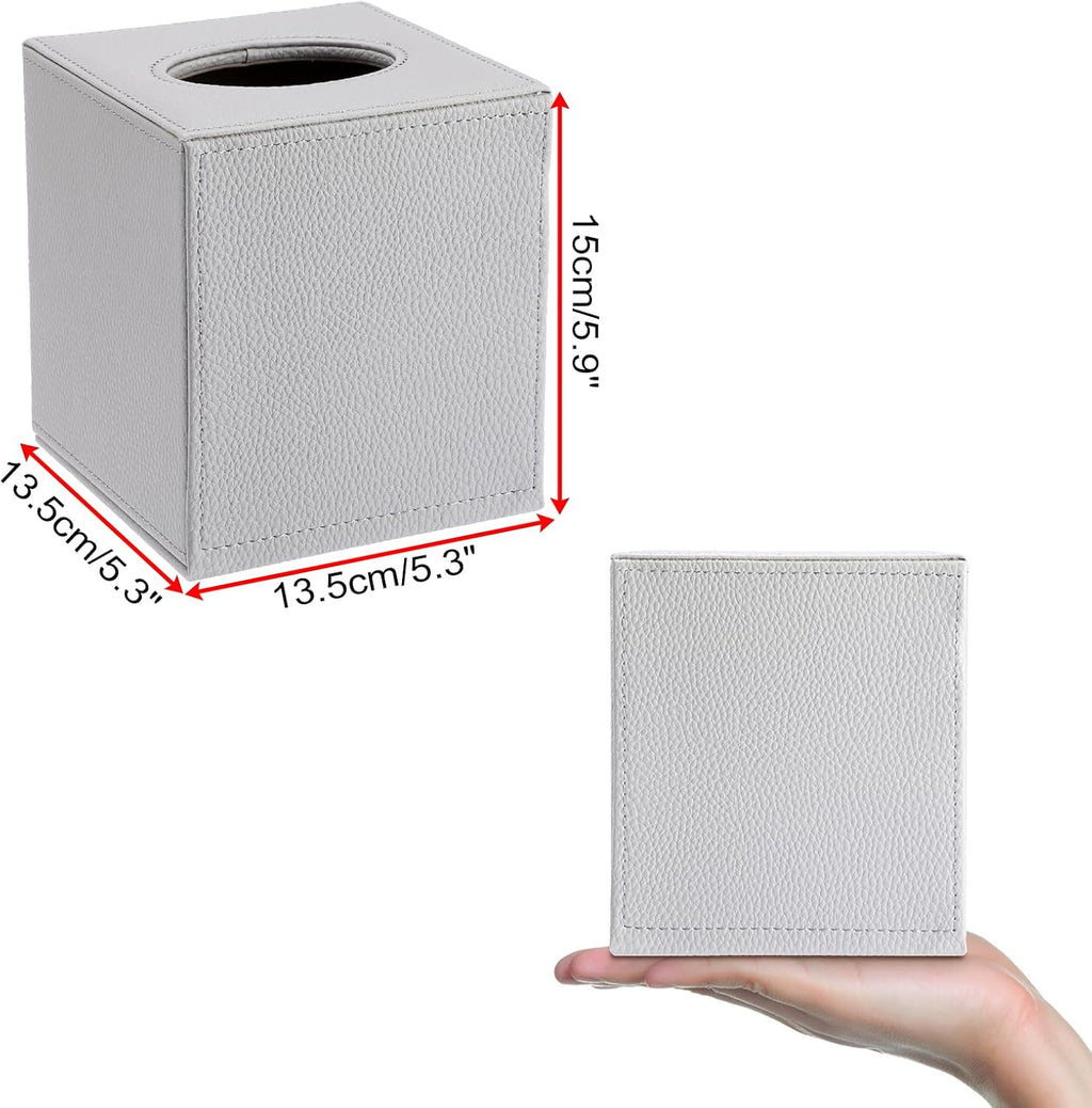 Sumnacon Tissue Box Cover Square,Magnetic Bottom PU Tissue Box Holder,Grey
