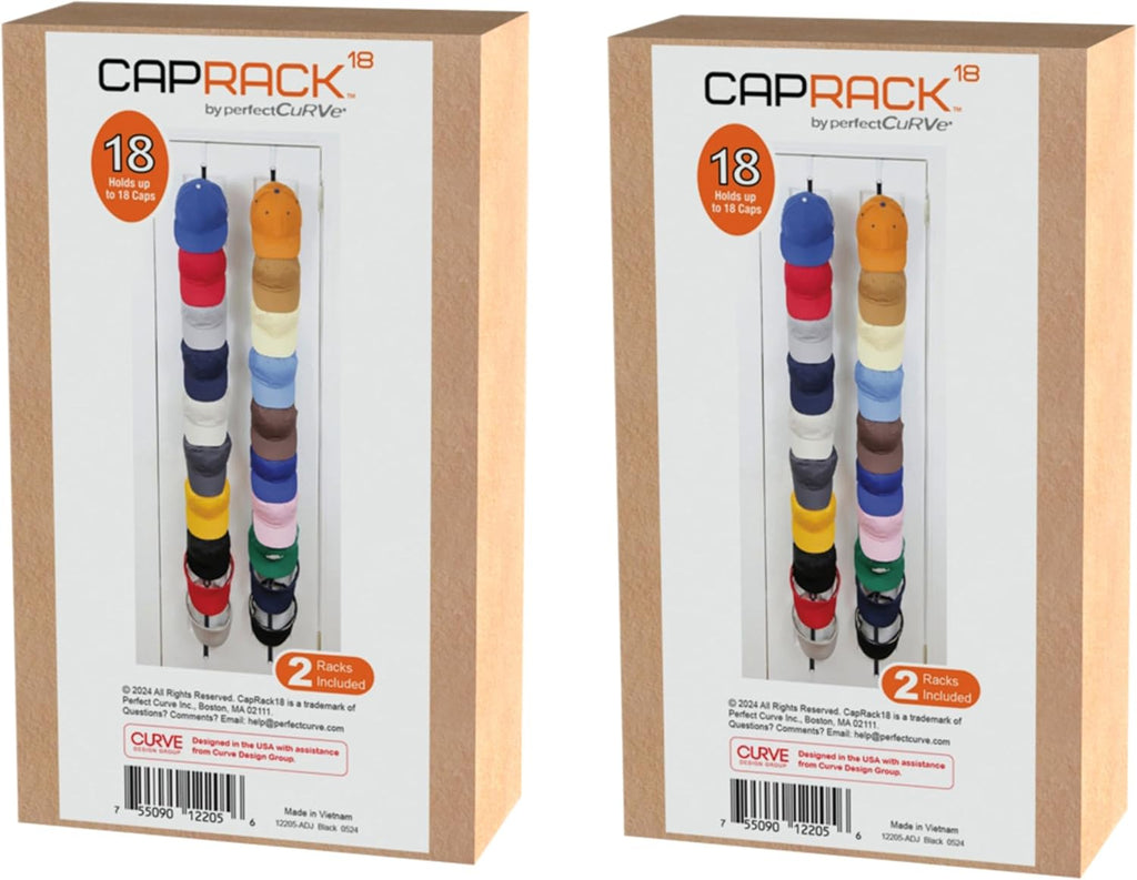 Over-The-Door Hat Organizer for Baseball Caps 2Pack, 4 Straps.Holds 72 caps