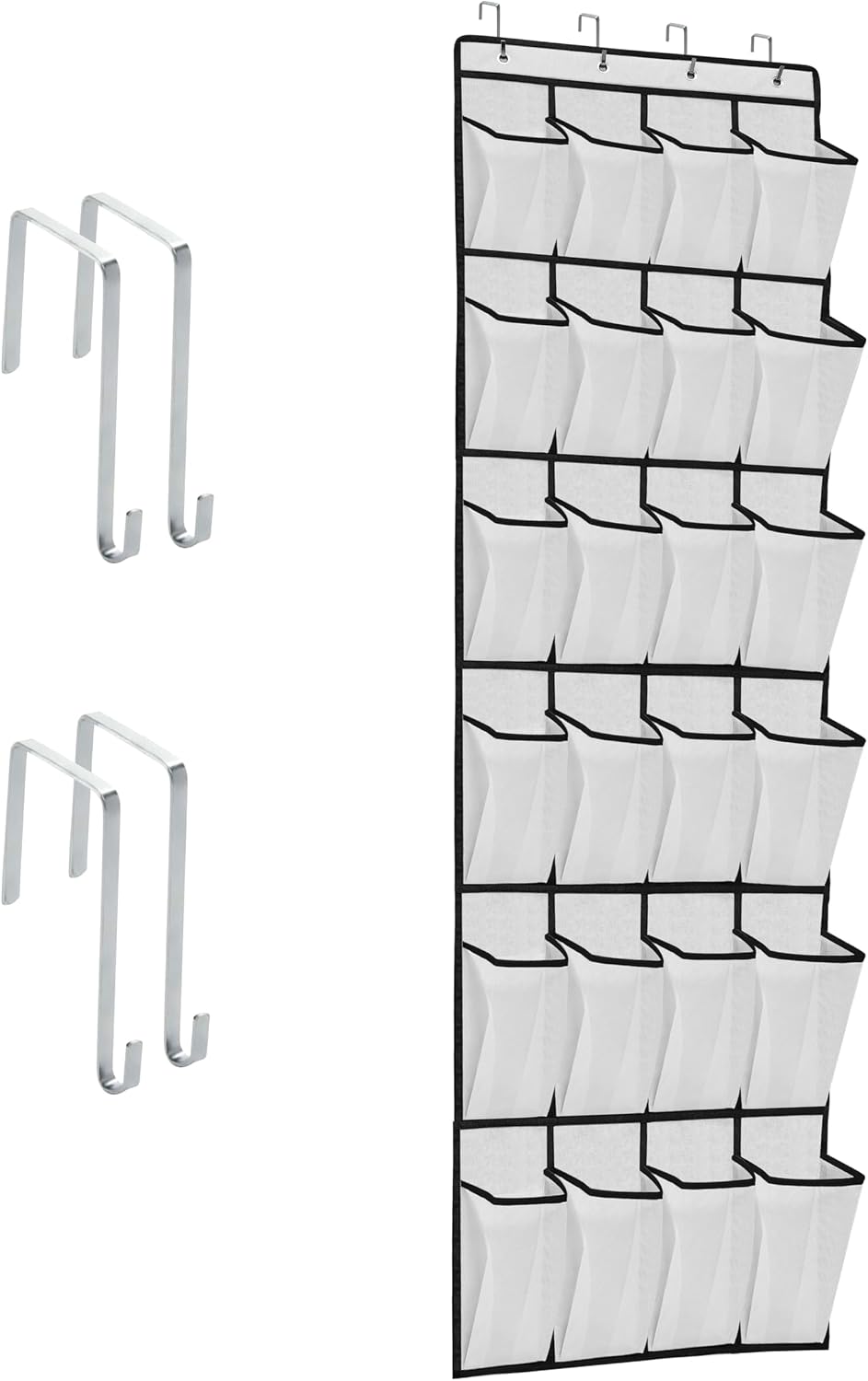 ZHXNBXX Over The Door Shoe Organizers with 24 Mesh Pockets Shoe Organizer Storage Hanging SimpleHouseware Shoe Holder for Rack (White)